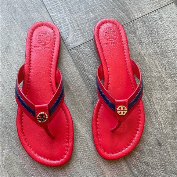 Tory Burch Maritime Flip Flop In Nantucket Red / Navy Sea Size 6.5 - Picture 3 of 4